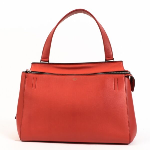 Celine Burnt Orange Calfskin Medium Edge Bag