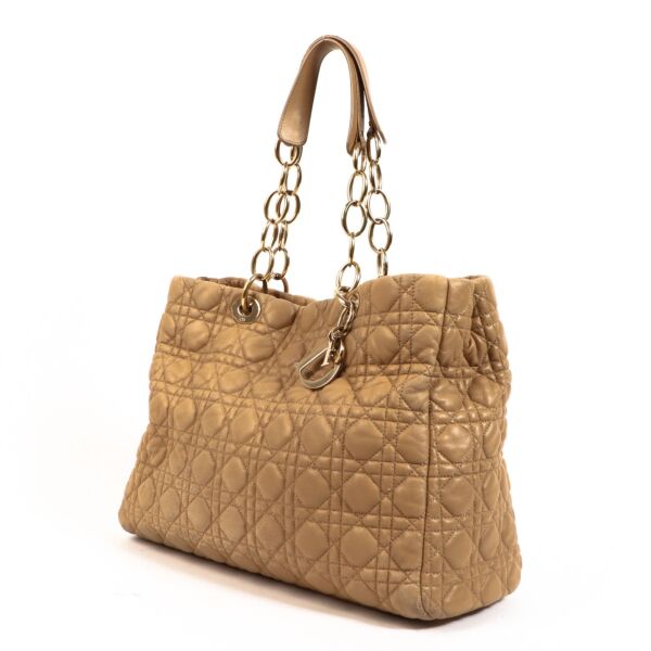 Christian Dior Beige Cannage Lady Dior Shopper Tote