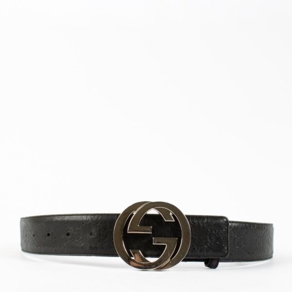 Gucci Black Signature Belt - Size 90
