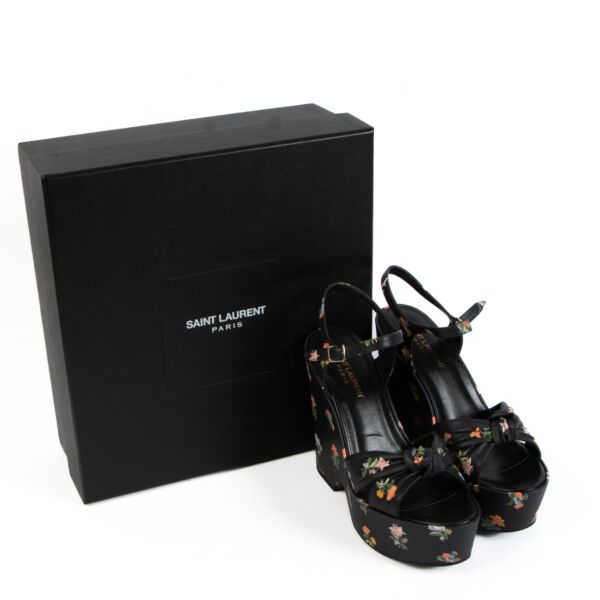 Saint Laurent Black Floral Grungy Sandals - Size 39