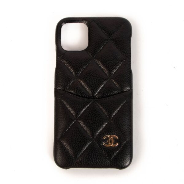 Chanel Black Caviar Leather iPhone 11 Pro Max Case