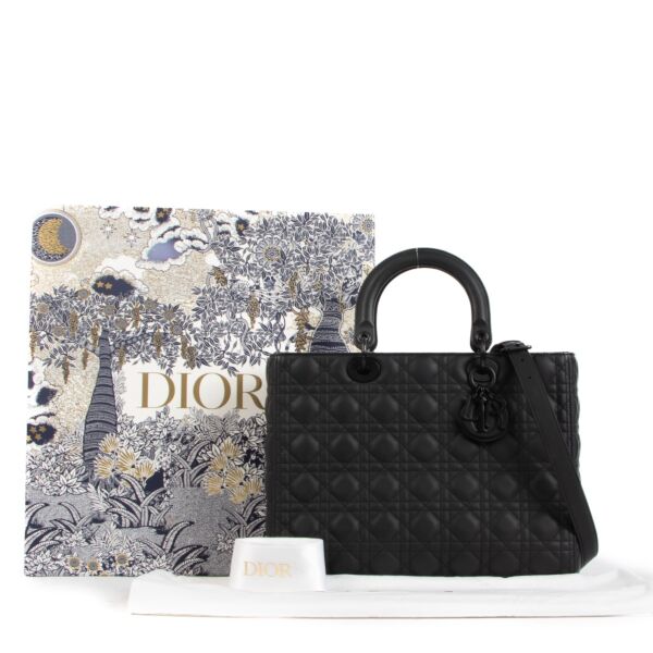 Christian Dior Large Lady Dior Black Ultramatte Cannage Calfskin