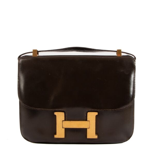 authentic second hand Vintage Hermès Brown Constance Shoulder bag on www.Labellov.com