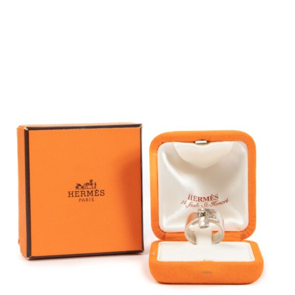 Hermès Vintage Silver Cadenas H Kelly Lock Charm Ring - Size 49