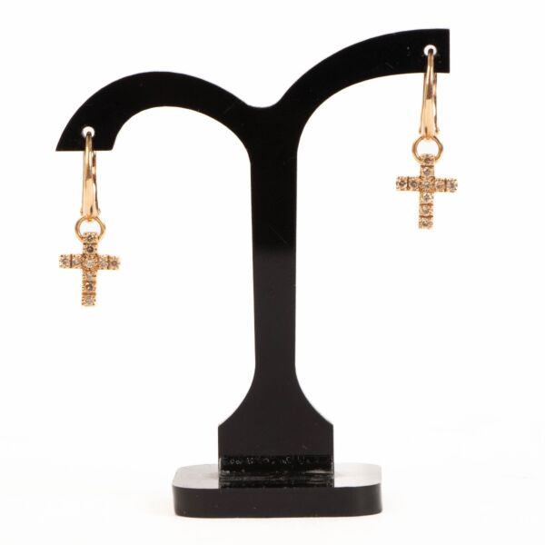 Pomellato Diamond Rose Gold Cross Earrings