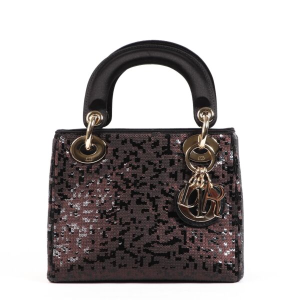 Buy an authentic second hand Christian Dior Sequin Embellished Satin Mini Lady Dior in excellent condition at Labellov.com 