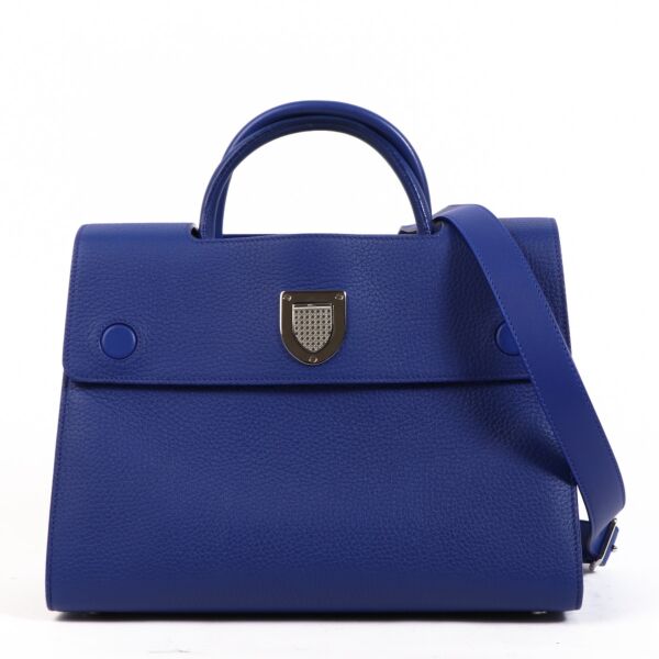 Buy an authentic second hand Christian Dior Electric Blue Diorever Top Handle in very good condition at Labellov 