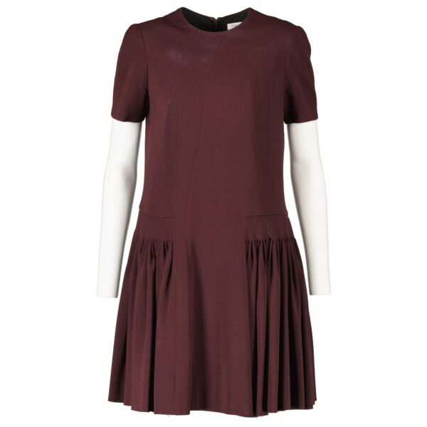 Christian Dior Burgundy Pleated Dress - Size FR36
