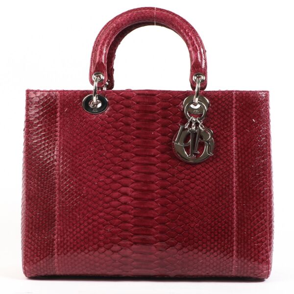 Buy an authentic second hand Christian Dior Grape Python ABC Large Lady Dior in very good condition at Labellov.com