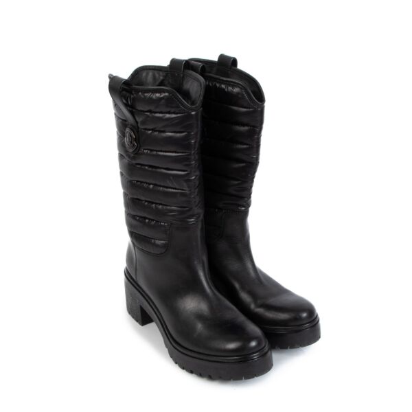 Moncler Black Padded Leather Boots - Size 37