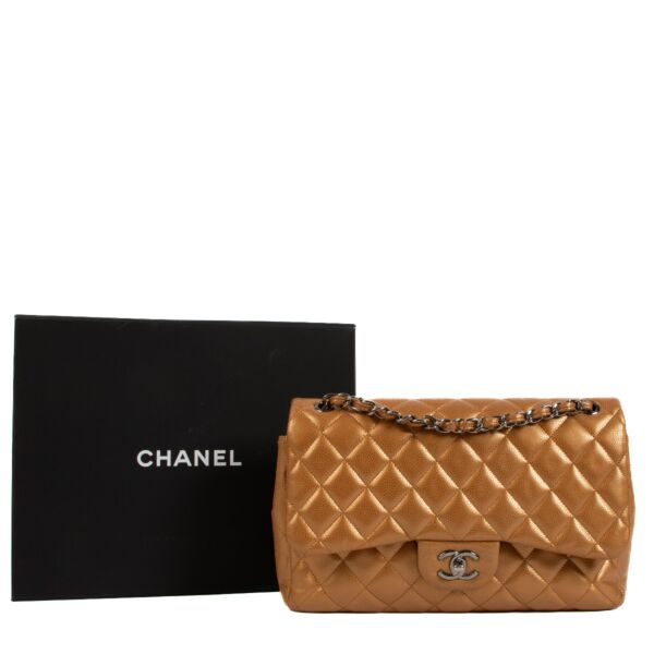 Chanel Jumbo Bronze Caviar Leather Classic Flap Bag