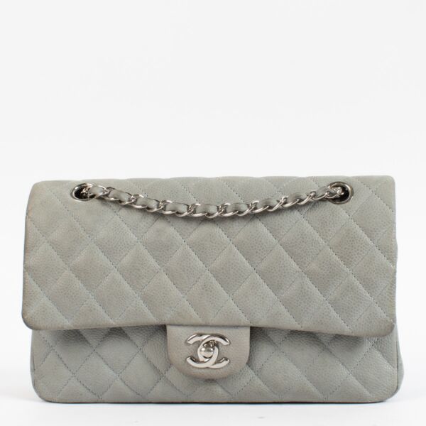 shop 100% authentic second hand Chanel Grey Suede Caviar Leather Medium Classic 11.12 Flap Bag on Labellov.com