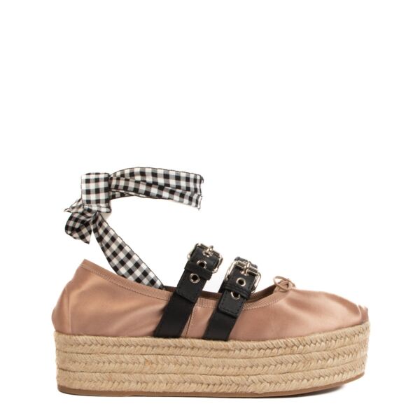 Miu Miu Pink Satin Platform Ballerina Espadrilles - Size 41