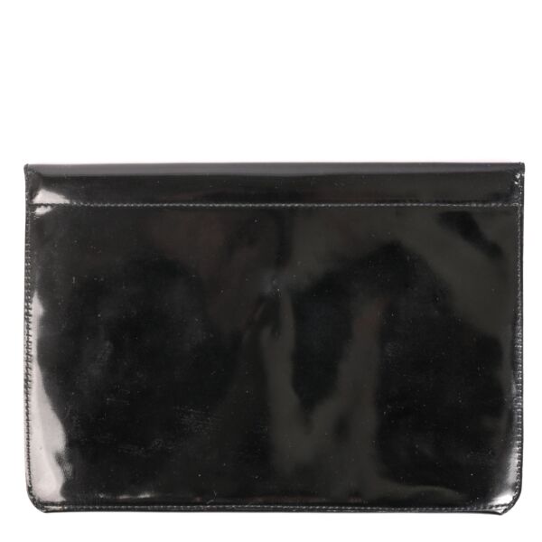Delvaux Vintage Black Patent Leather Clutch Bag