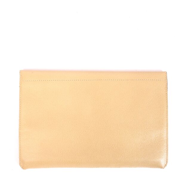 Delvaux Beige Toile de Cuir Clutch Bag 