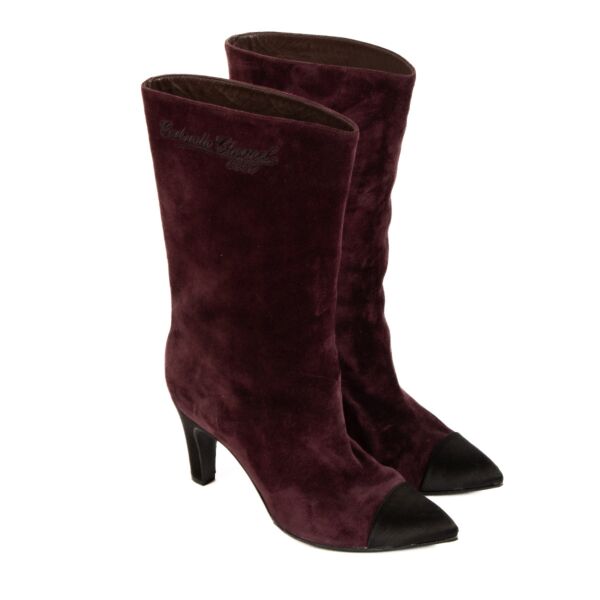 Chanel Purple Gabrielle Chanel Coco Suede Boots - size 37.5