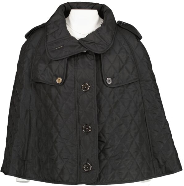 Burberry London Black Quilted Cape Poncho Jacket