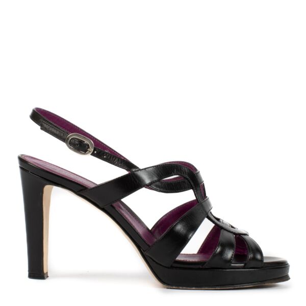 Sergio Rossi Black Leather New Glamour Sandals