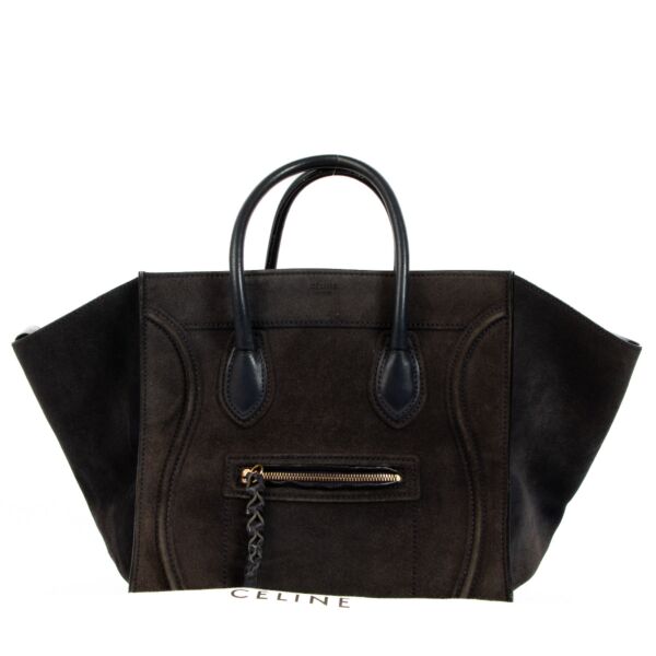 Céline Navy Blue Suede Phantom Luggage Tote