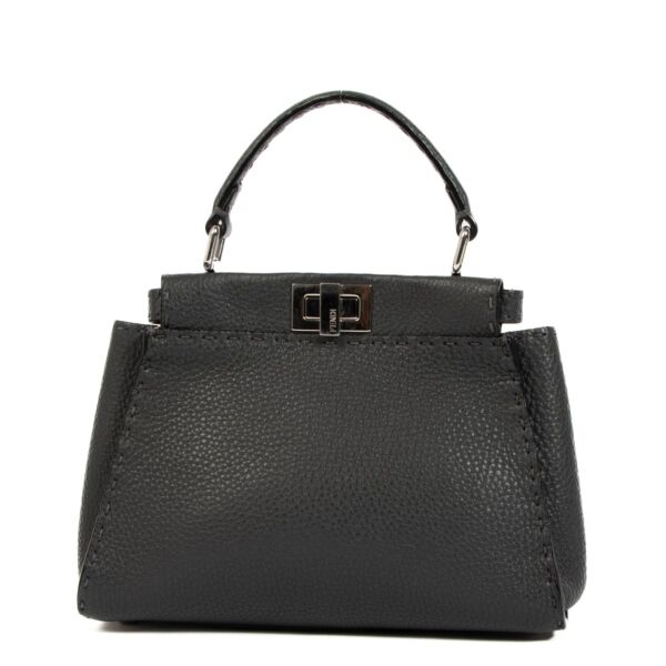 Fendi Asphalt Grey Selleria Peekaboo Mini Bag