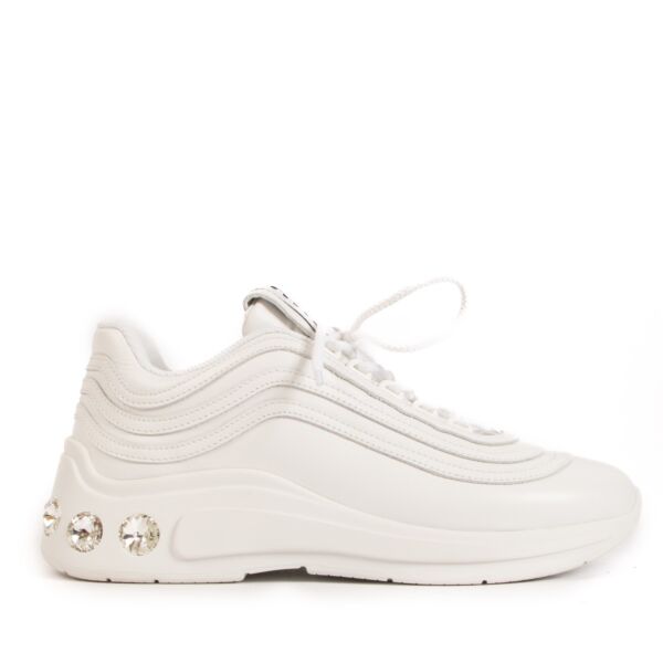 Shop safe online at Labellov in Antwerp, Brussels and Knokke these 100% authentic second hand Miu Miu White Leather Embellished Sneakers - size 38,5 