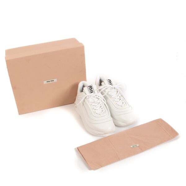 Miu Miu White Leather Embellished Sneakers - size 38,5 