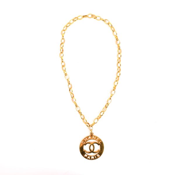 Chanel Vintage Gold CC Cut-Out Medallion Necklace