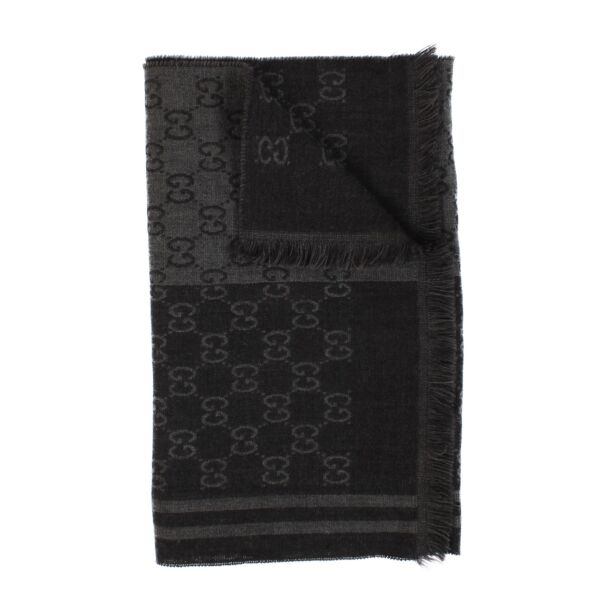 Gucci Grey GG Wool Scarf