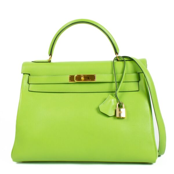 Hermès Kelly 32 Vert Cru Gulliver GHW