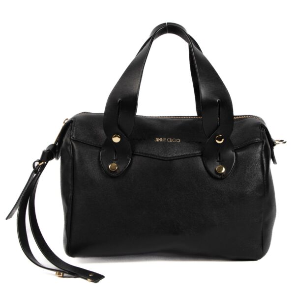 Jimmy Choo Black Allie Leather Top Handle Bag
