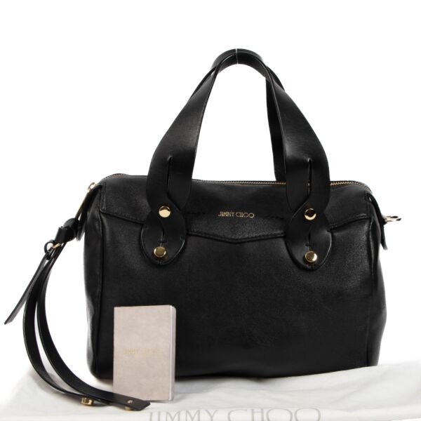 Jimmy Choo Black Allie Leather Top Handle Bag