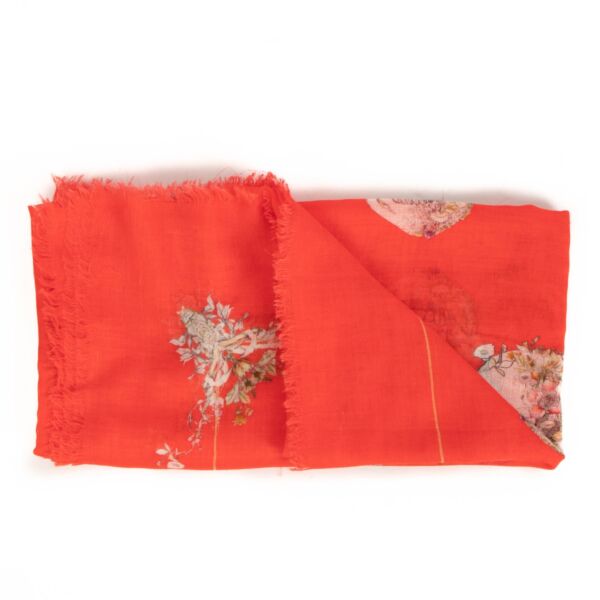 Alexander McQueen Red Floral Skull Shawl