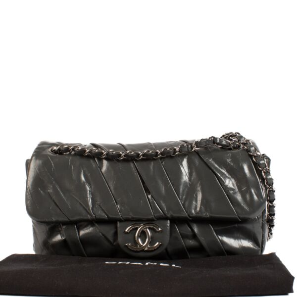 Chanel Grey Glazed Calfskin Twisted Flap Bag