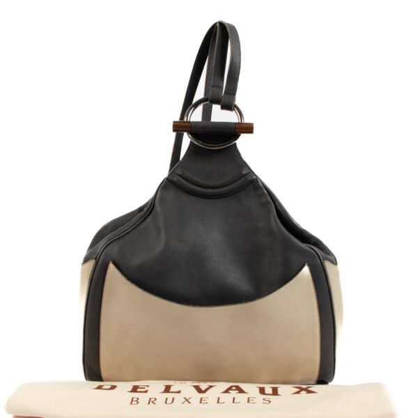 Delvaux Bicolor Leather Wood Ring Backpack