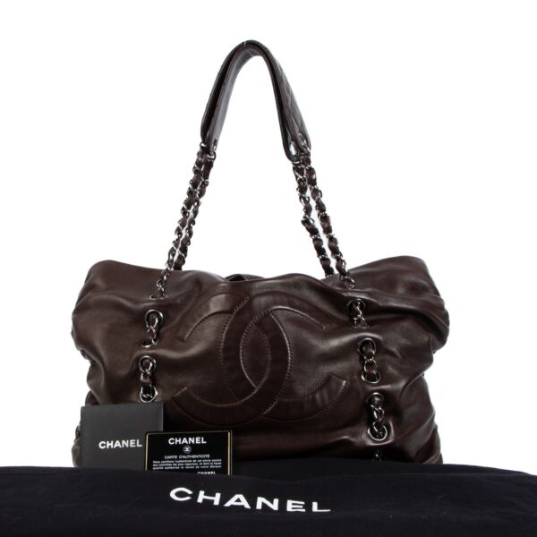 Chanel Brown Lambskin CC Chain Shopping Tote Bag