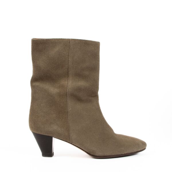 Isabel Marant Etoile Taupe Dyna Suede Ankle Boots - Size 37