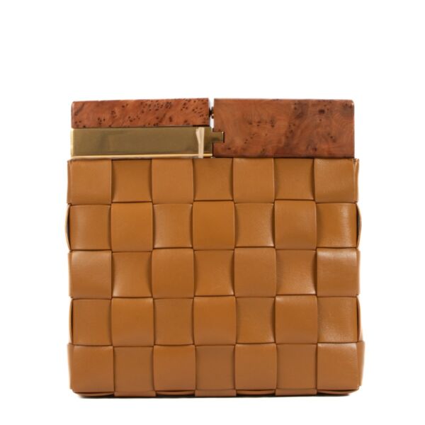 Bottega Veneta The Snap Caramel Intrecciato Clutch