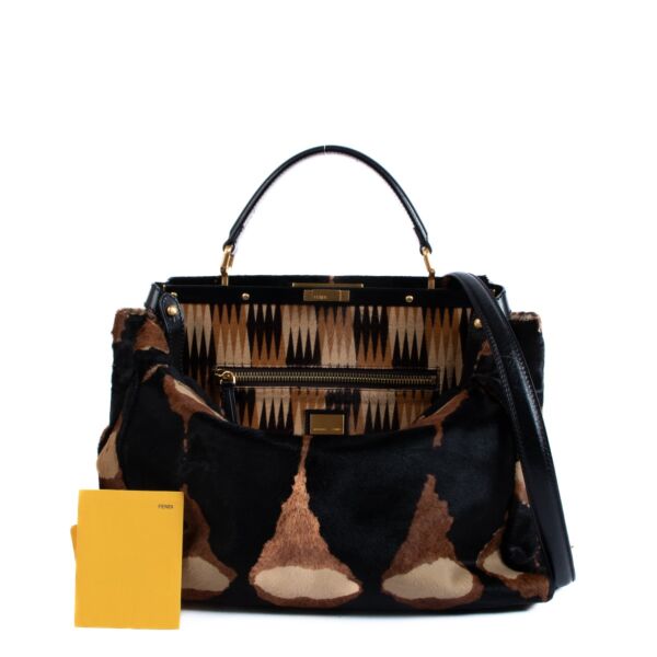 Fendi Peekaboo Large Printed Pony Hair Bag