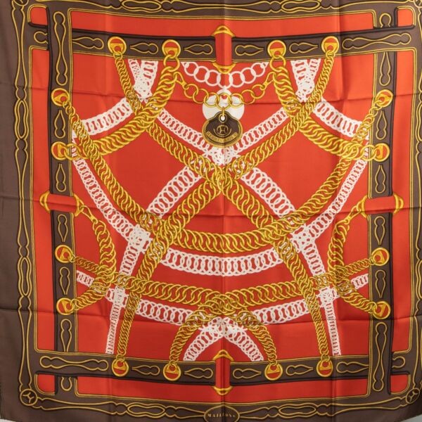 Hermès Red Maillons Carré 90 Scarf