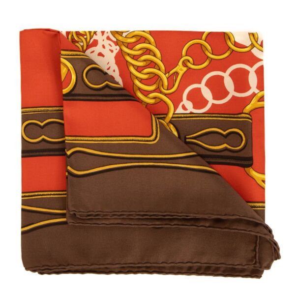 Hermès Red Maillons Carré 90 Scarf