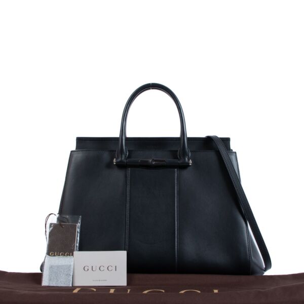 Gucci Black Lady Bamboo Tote Bag