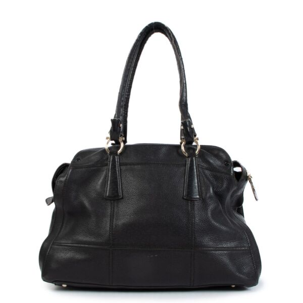 Ferragamo Black Grained Leather Shoulder Bag