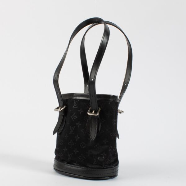 Louis Vuitton Black Monogram Satin Mini Bucket Bag