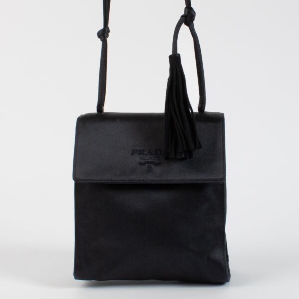 Authentic second hand Prada Black Satin Tassel Crossbody Bag on Labellov.com 