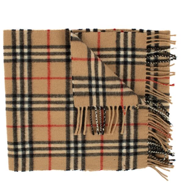 Burberry Vintage Beige Wool/Cashmere Check Scarf