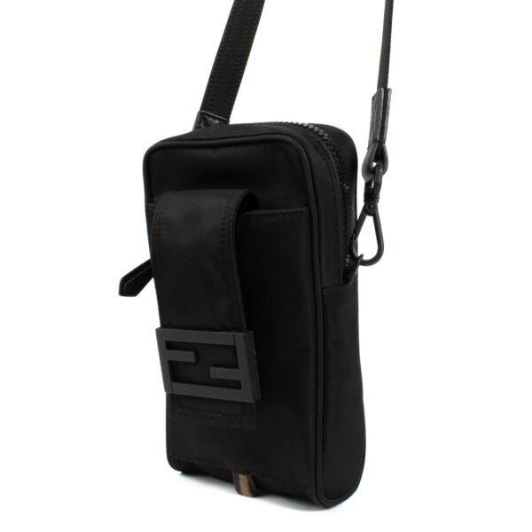 Fendi Black Nylon Baguette Phone Pouch Bag