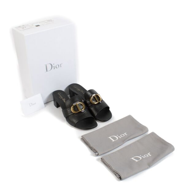 Christian Dior Black Calfskin Montaigne Sandals - Size 39