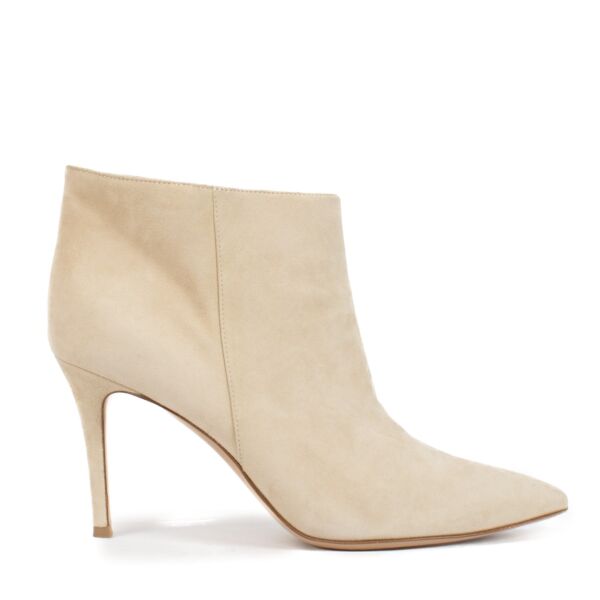 Gianvito Rossi Beige Suede Booty Tacco 85 Ankle Boots - Size 39,5