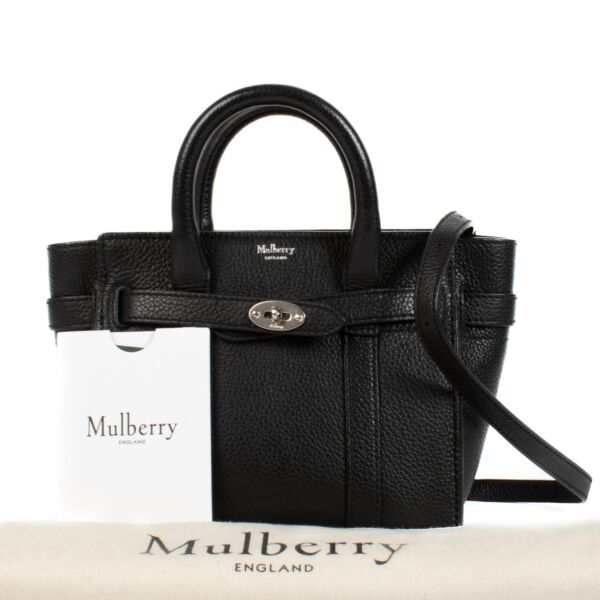 Mulberry Black Classic Grain Micro Zipped Bayswater Bag