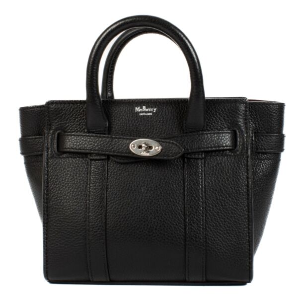 Mulberry Black Classic Grain Micro Zipped Bayswater Bag